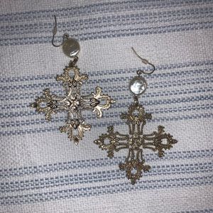 Gold cross earrings